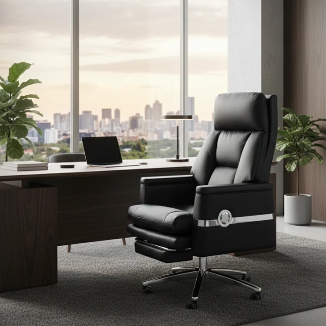 Ghế giám đốc màu đen ngả lưng thư giãn kèm gác chân: SG - 3806 - $hienthicat